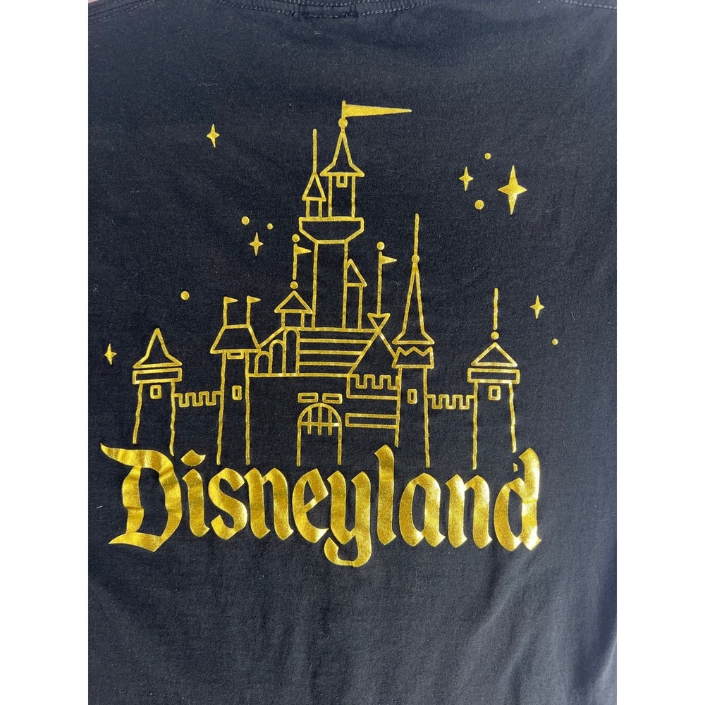 Disneyland T-Shirt Black Gold Metallic Castle‎ Graphic Tee XS/S